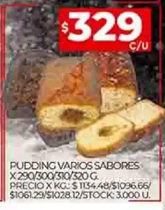 Supermercados DIA Pudding Varios Sabores x 290 / 300 / 310 / 320 g oferta