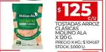 Supermercados DIA Tostadas Arroz Classicas Molino Ala X 120 G oferta