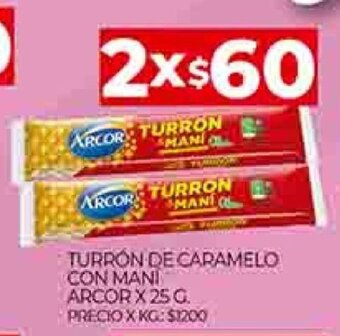Supermercados DIA Turron De Caramelo Con Mani Arcor x 25 g oferta