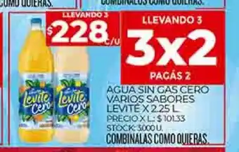 Supermercados DIA Agua Sin Cas Cero Varios Sabores Levite x 2.25 L oferta