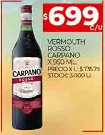 Supermercados DIA Vermouth REosso Carpano x 950 ML oferta
