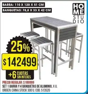 Coto Set 1 Barra 4 Banquetas de Aluminio oferta
