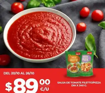 Supermercados DIA Salsa de Tomate Filetto/Pizza Dia x 340 G oferta