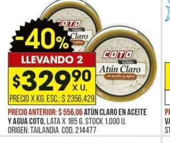 Coto Atún Claro en Aceite Y Agua Coto oferta
