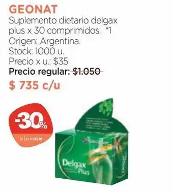 Farmacity Suplementos dietario delgax plus x 30 geonat oferta