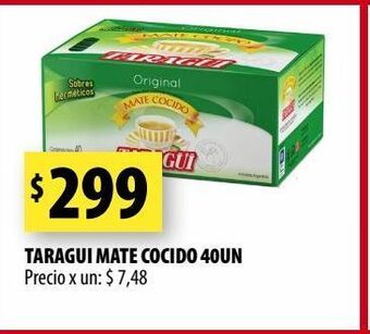 Punto Mayorista Taragui mate cocido 40un oferta
