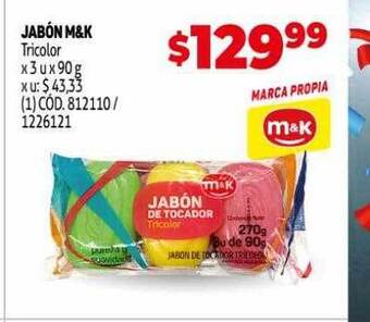 Makro Jabón m&k tricolor oferta