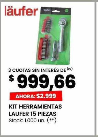 Changomas Kit herramientas laufer 15 piezas oferta