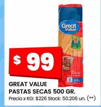 Changomas Great value pastas secas oferta