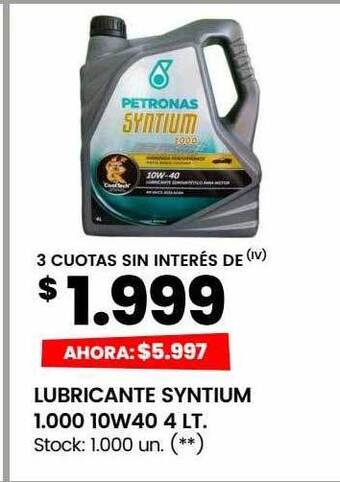 Changomas Lubricante syntium 1.000 10w40 4lt oferta