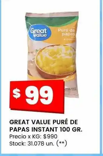 Changomas Great value puré de papas instant oferta
