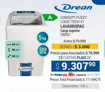 Cooperativa Obrera Drean concept fuzzy logic tech v1 lavarropas oferta