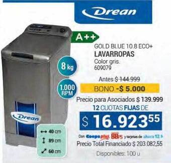 Cooperativa Obrera Gold blue 10.8 eco+ lavarropas drean oferta