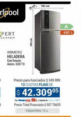 Cooperativa Obrera Wrm57k2 heladera whirlpool oferta