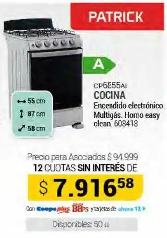 Cooperativa Obrera Patrick cp6855ai cocina oferta