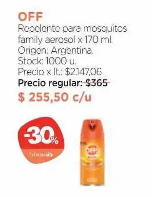 Farmacity Off repelente para mosquitos family aerosol oferta