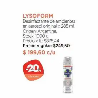 Farmacity Lysoform desinfectante de ambientes en aerosol original oferta