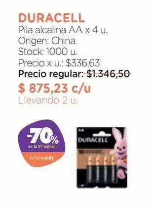 Farmacity Duracell pila alcalina aa -70% en la 2a unidad oferta