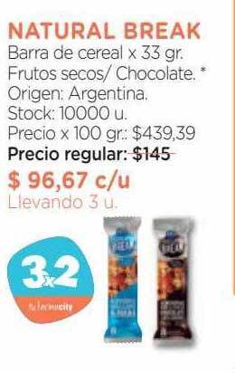 Farmacity Natural break barra de cereal oferta