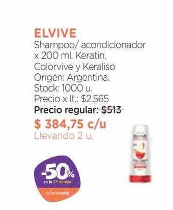 Farmacity Elvive shampoo acondicionador -50% en la 2a unidad oferta