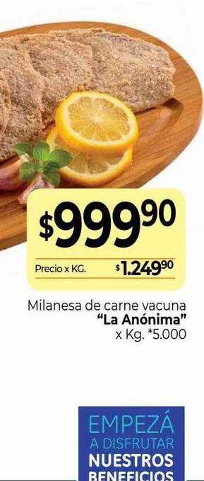 La Anonima Milanesa de carne vacuna oferta