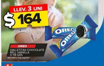 Carrefour Galletas oreo chocolate relleno vainilla 118g oferta
