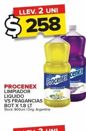 Limpiador líquido procenex vs fragancias x 1,8l