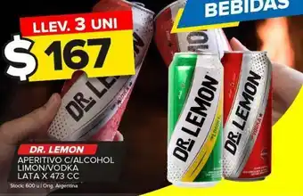 Carrefour Aperitivo dr. lemon c/alcohol vodka limón lata 473cc oferta