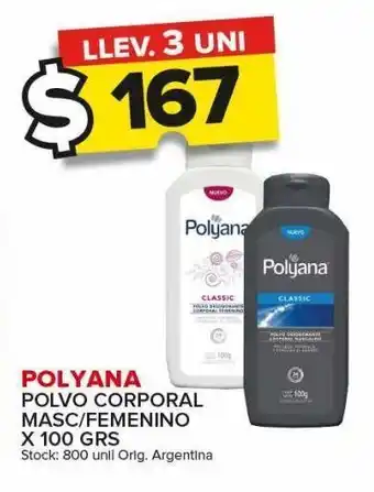 Carrefour Polvo corporal polyana masc/femenino x 100g oferta
