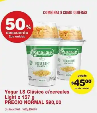 Atomo Conviene Yogur Ls Cláscio C Cereales Light 50% Descuento 2da Unidad oferta