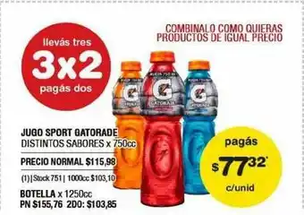 Atomo Conviene Jugo Sport Gatorade x 750cc oferta