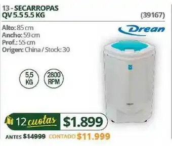 Hendel Sacarropas Qv 5.5 5.5 Kg Drean oferta