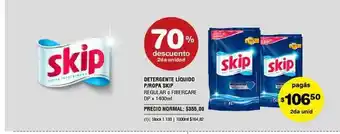 Atomo Conviene Detergente Líquido P Ropa Skip 70% Descuento 2da Unidad oferta
