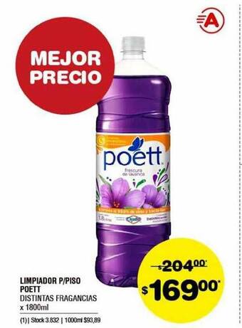 Atomo Conviene Limpiador P Piso Poett x 1800ml oferta