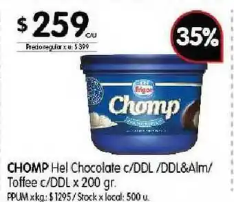 Disco Chomp Hel Chocolate c/DDL/DDL&Alm/Toffee c/DDL 200g oferta