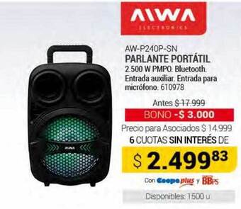 Cooperativa Obrera Aw-p240p-sn parlante portátil aiwa oferta