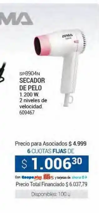 Cooperativa Obrera Sp8904n secador de pelo atma oferta