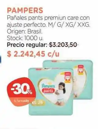 Farmacity Pampers pañales pants premium care con ajuste perfecto oferta