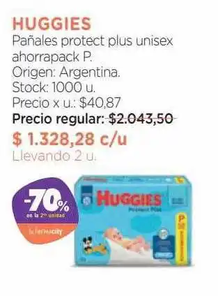 Farmacity Huggies pañales protect plus unisex ahorrapack p -70% en la 2a unidad oferta
