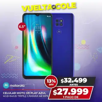 Novogar Motorola Celular Moto G9 Play Azul 6.5" oferta