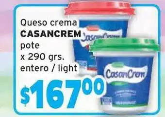 Unico Supermercados Casancrem Queso crema pote 290grs oferta