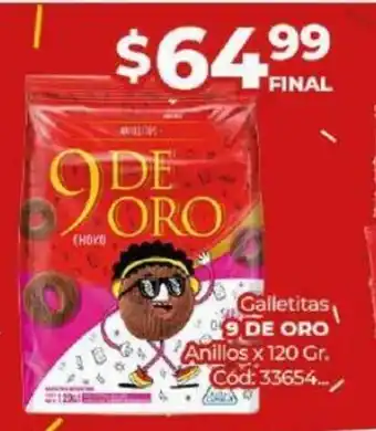 Diarco Galletitas 9 De Oro Anillos x 120 gr, oferta