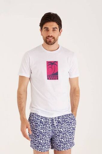 Macowens Remera de jersey estampada blanca oferta