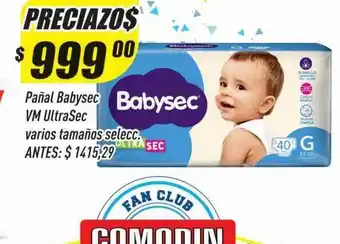 Supermercados Comodin Pañal babysec vm utlra sec varios tamaños selecc oferta
