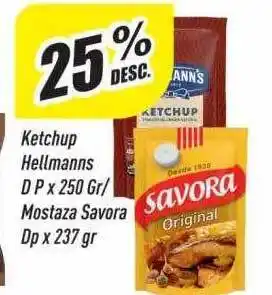 Supermercados Comodin Ketchup hellmanns dp x 250gr-mostaza savora dp x 237 gr oferta
