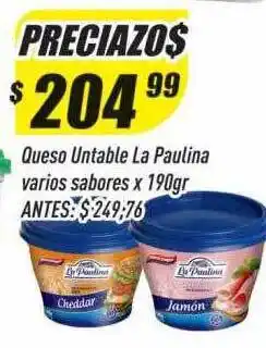 Supermercados Comodin Queso untable la paulina varios sabores x 190gr oferta