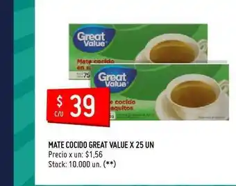 Walmart Great Value Mate Cocido 25un oferta