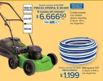 Carrefour Cortacesped con bolsa acero country manguera 1 2 oferta