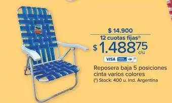 Carrefour Reposera baja 5 posiciones cinta varios colores oferta