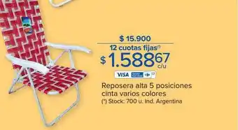 Carrefour Reposera alta 5 posiciones cinta varios colores oferta